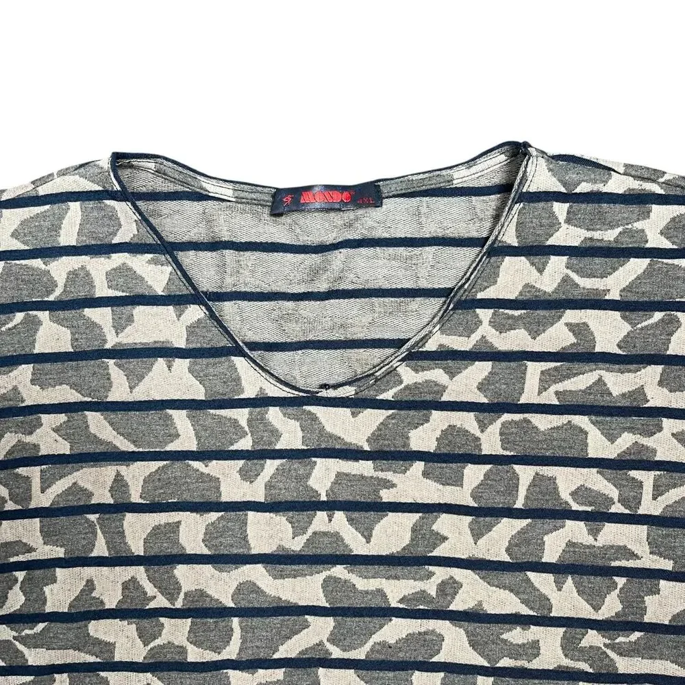 Mondo Gray Blue Stripe Luxury Cotton Tee Sz 4XL Lightweight Stretch Cotton Bloke - Picture 4 of 9